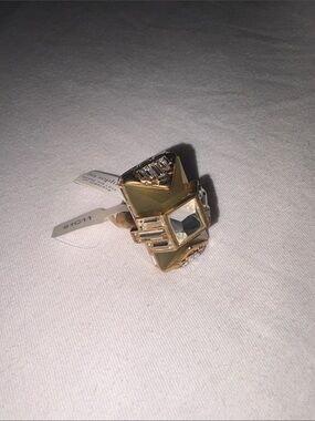 Gold-Tone Geometric Lia Sophia Statement Ring - Clear Stone